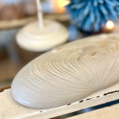 Stoneware White Shell Razor Clam Plate - Sweet Water Decor - Dish