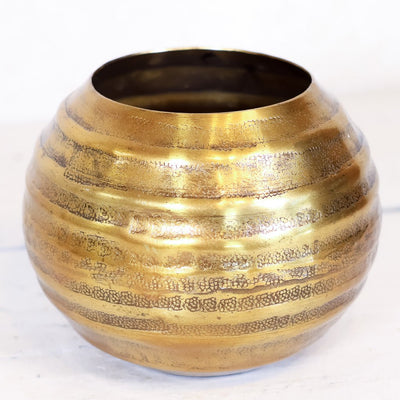 Aluminum Gold Grooved Bowl Large - Sweet Water Decor - Vases