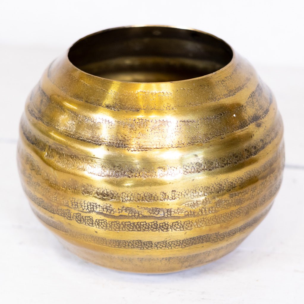 Aluminum Gold Grooved Bowl Large - Sweet Water Decor - Vases