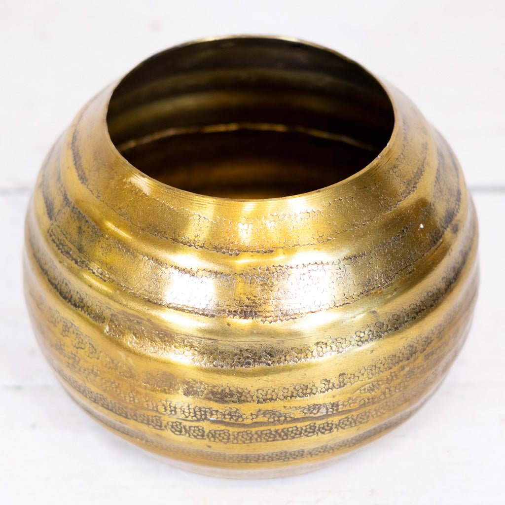 Aluminum Gold Grooved Bowl Large - Sweet Water Decor - Vases