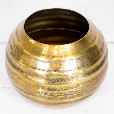 Aluminum Gold Grooved Bowl Large - Sweet Water Decor - Vases