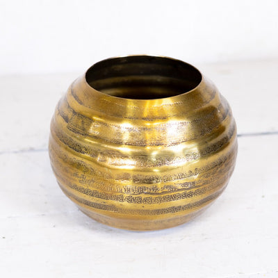 Aluminum Gold Grooved Bowl Large - Sweet Water Decor - Vases
