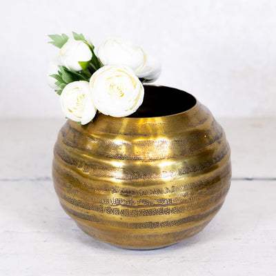 Aluminum Gold Grooved Bowl Large - Sweet Water Decor - Vases