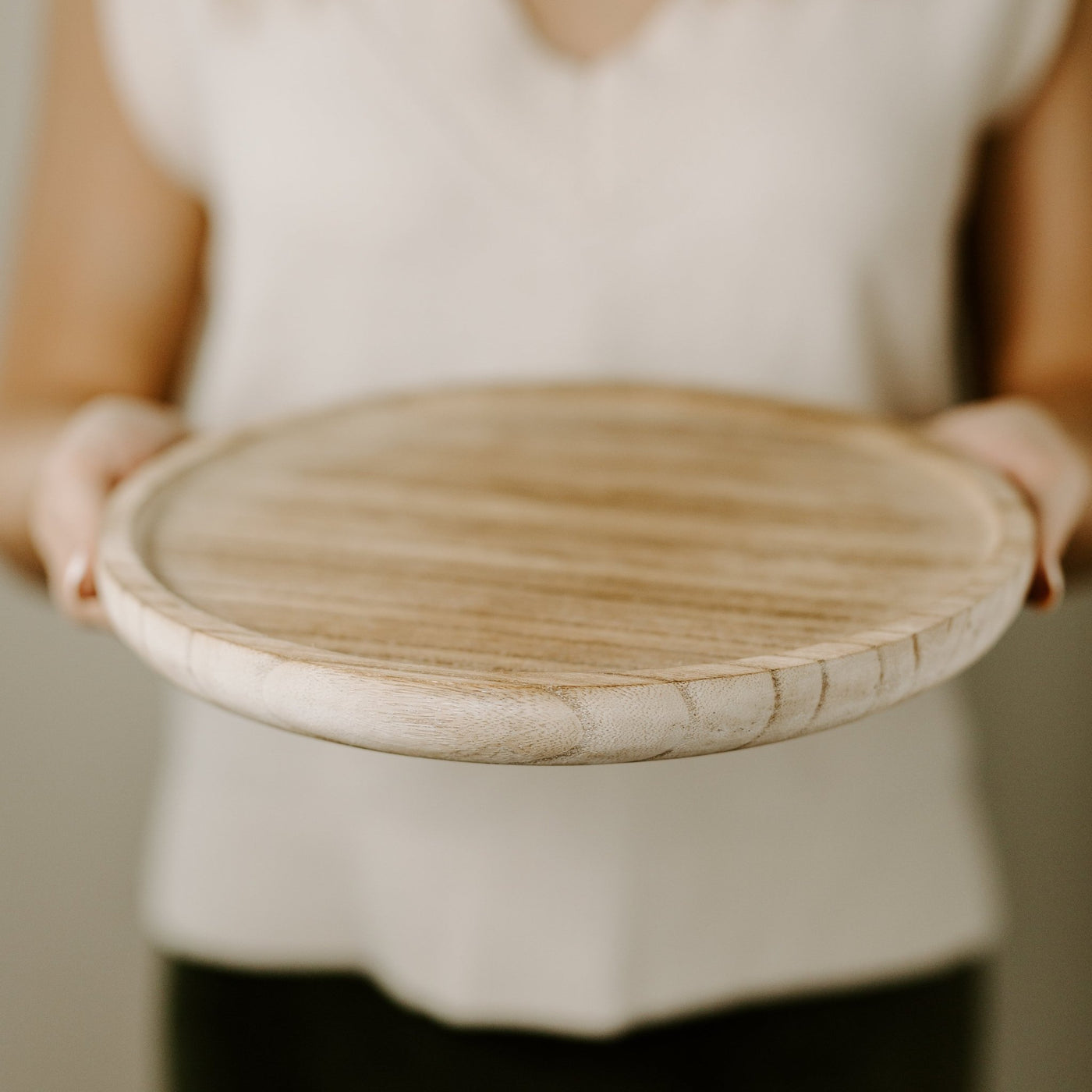 Large Rustic Round Wood Tray - Sweet Water Decor - Trays