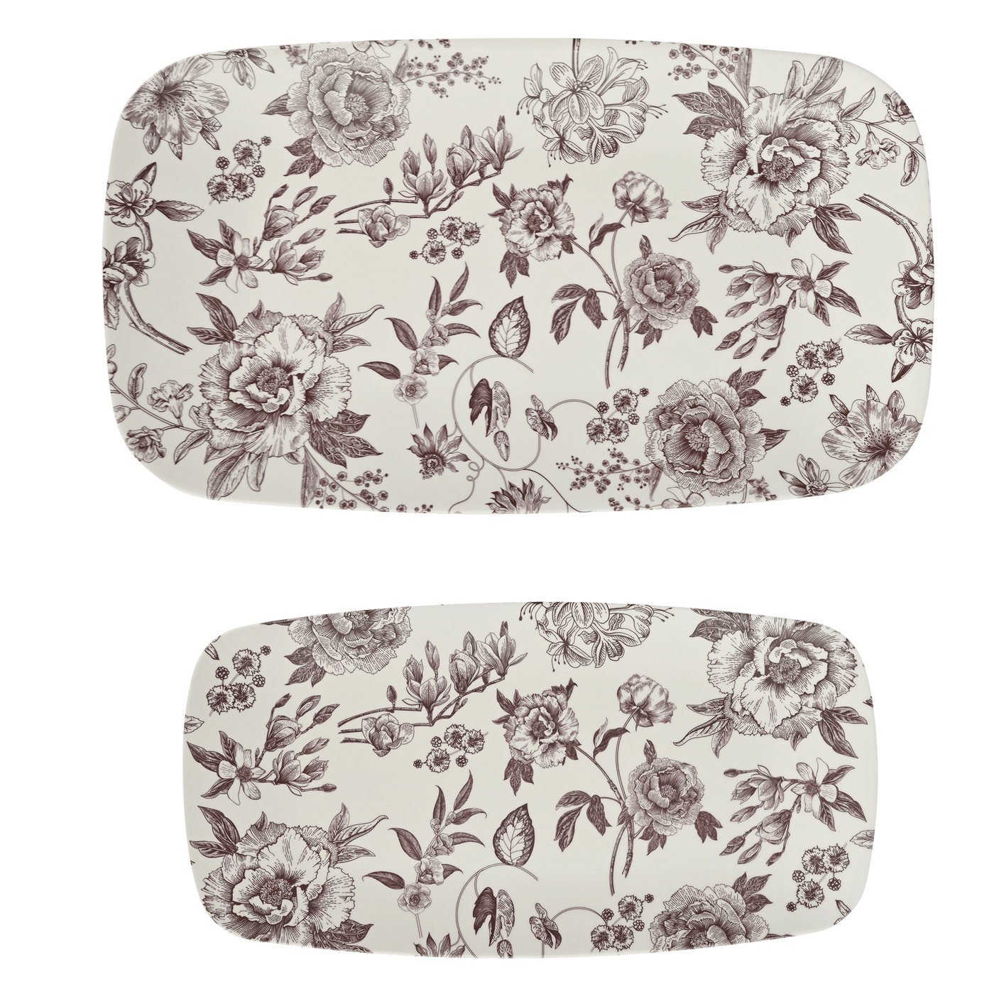 Brown Delft Stacking Melamine Tray - set of 2 - Sweet Water Decor - SERVING TRAYS