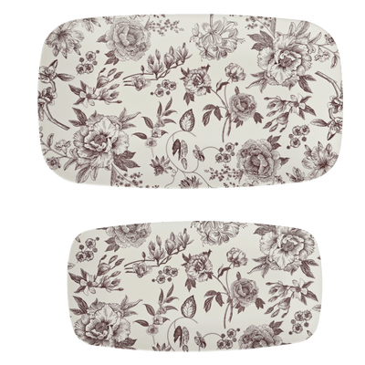 Brown Delft Stacking Melamine Tray - set of 2 - Sweet Water Decor - SERVING TRAYS