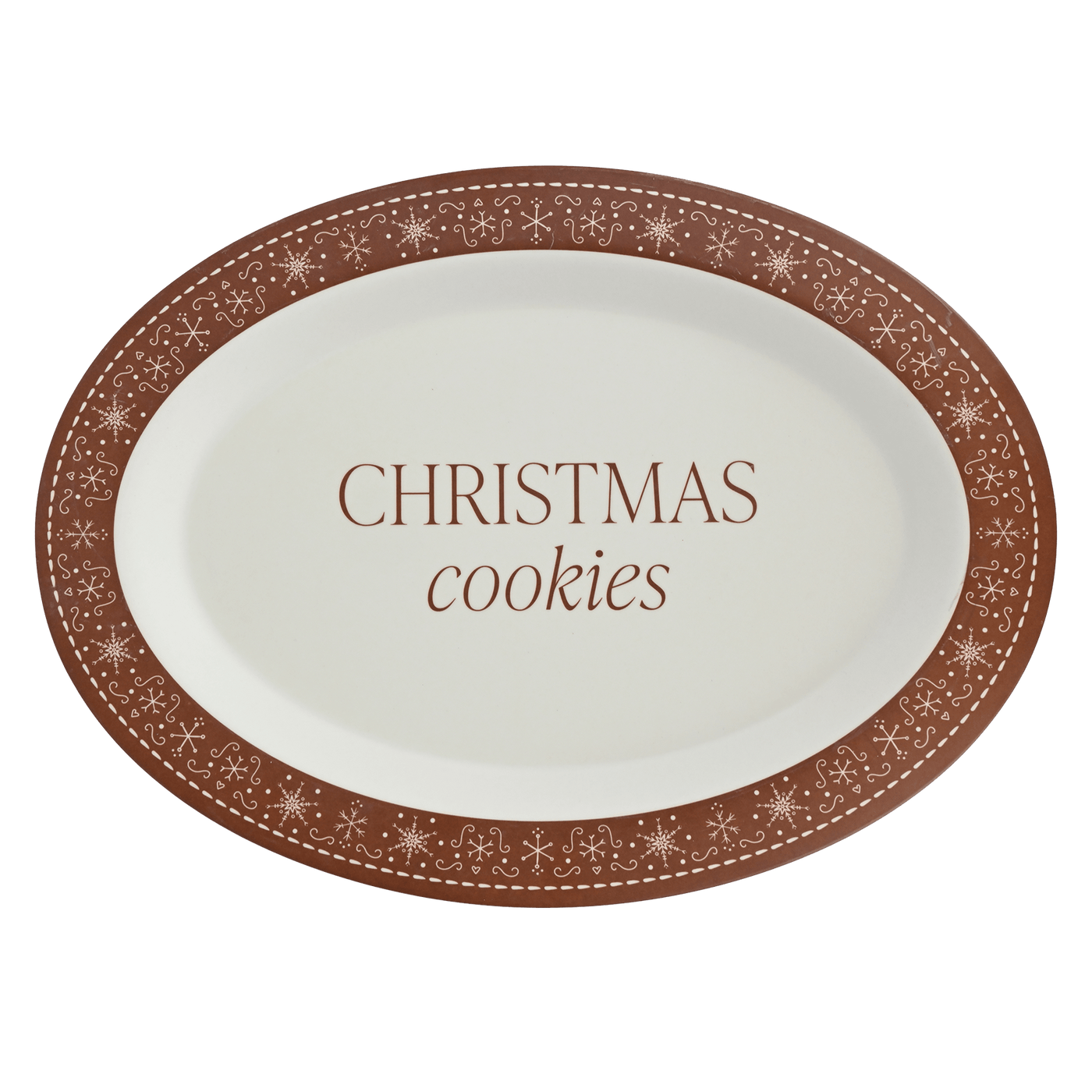 Gingerbread Oval Christmas Cookie Tray - Sweet Water Decor - SERVING TRAYS