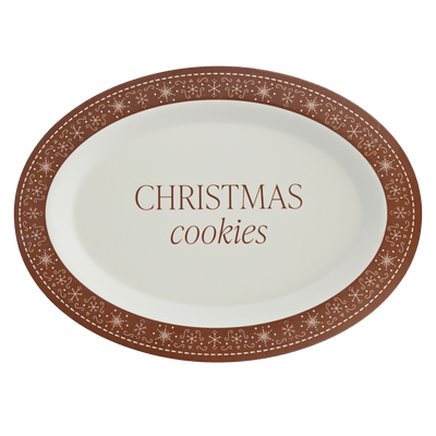 Gingerbread Oval Christmas Cookie Tray - Sweet Water Decor - SERVING TRAYS