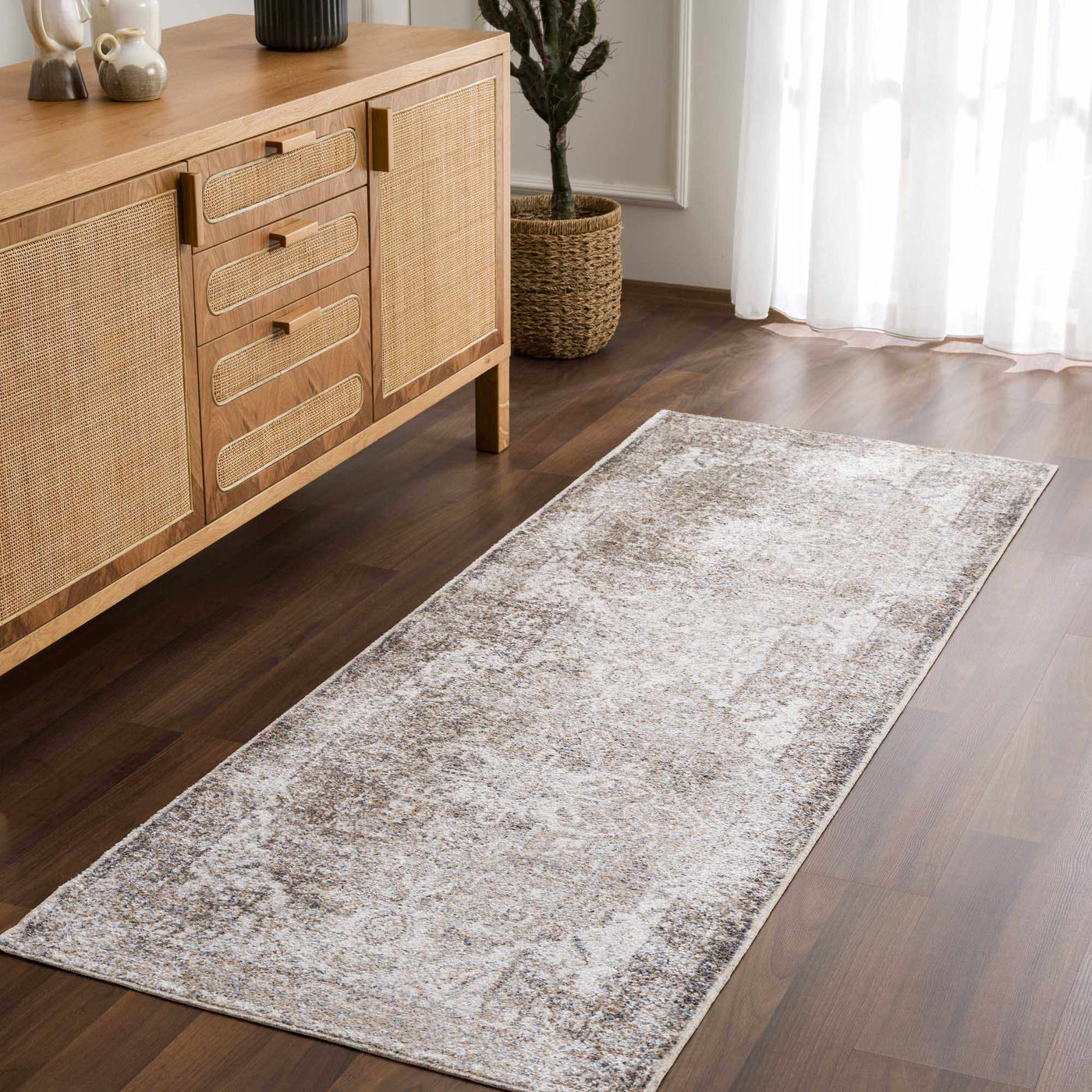 Hera Brown&Cream Washable Area Rug - Sweet Water Decor - Rugs