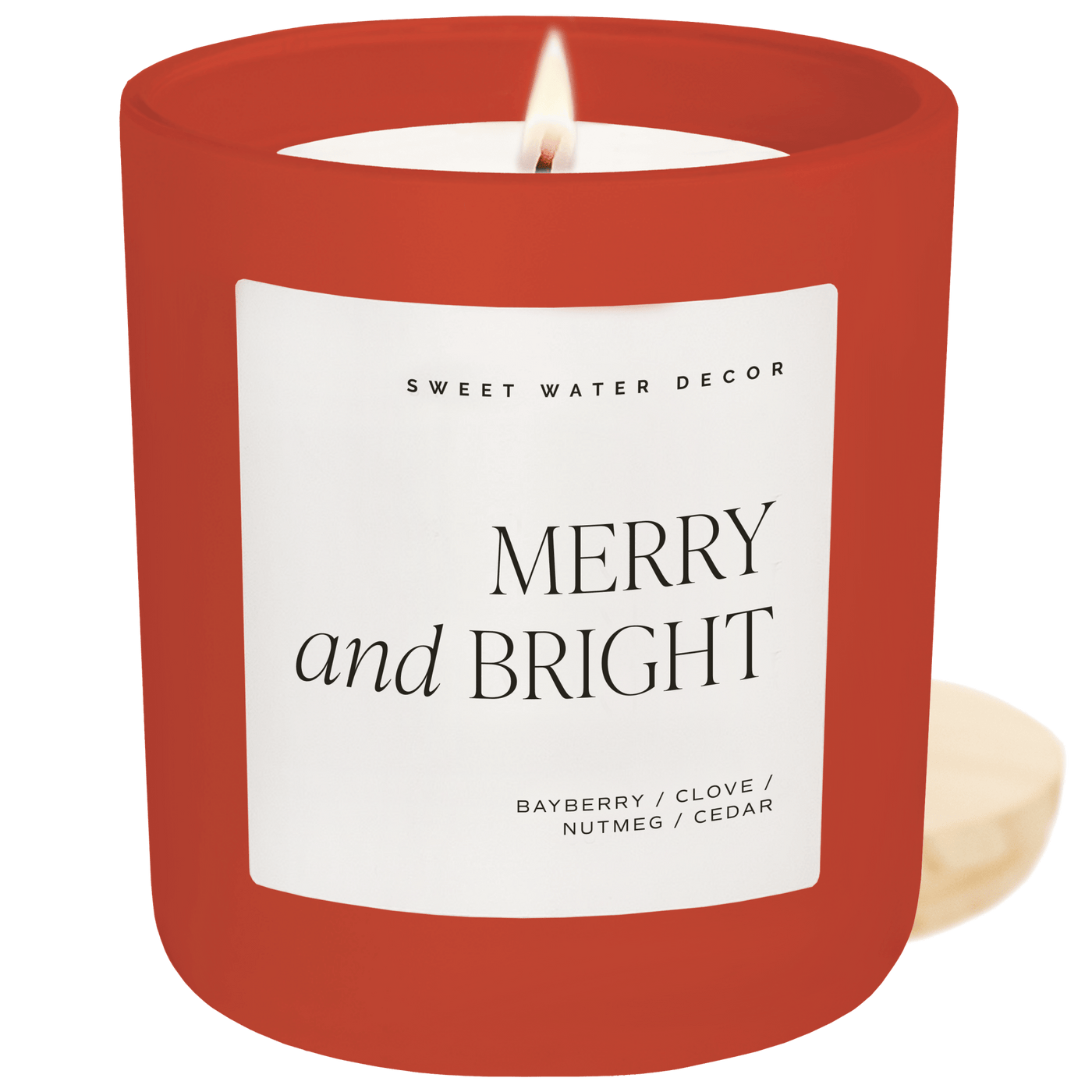 Merry and Bright Soy Candle - Red Matte Jar - 15 oz - Sweet Water Decor - Candles