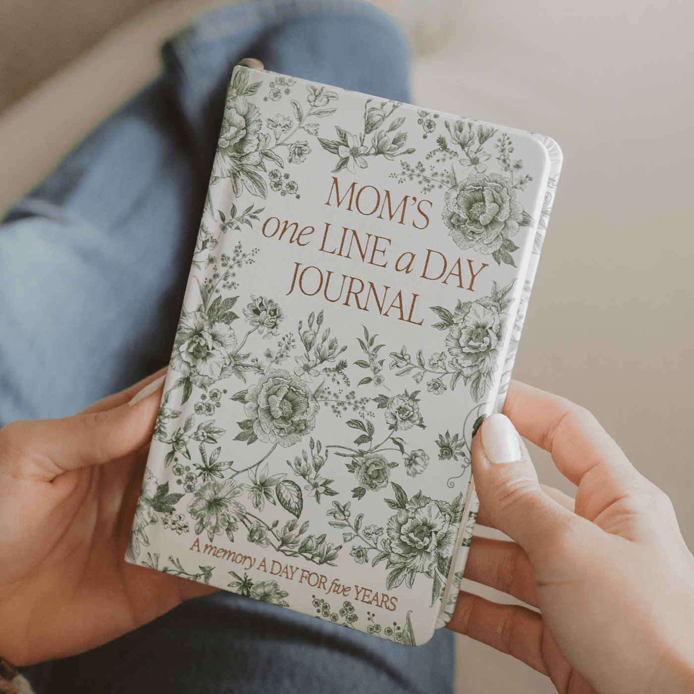 Mom's One Line A Day Green Delft Leather Journal - Sweet Water Decor - Notebooks