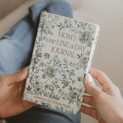 Mom's One Line A Day Green Delft Leather Journal - Sweet Water Decor - Notebooks