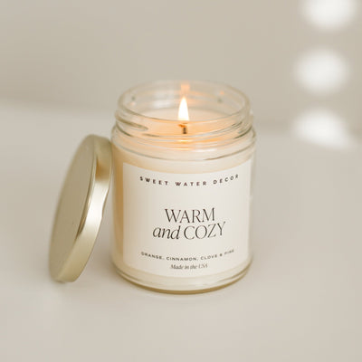Warm and Cozy Soy Candle - Clear Jar - 9 oz THON - Sweet Water Decor - Candles