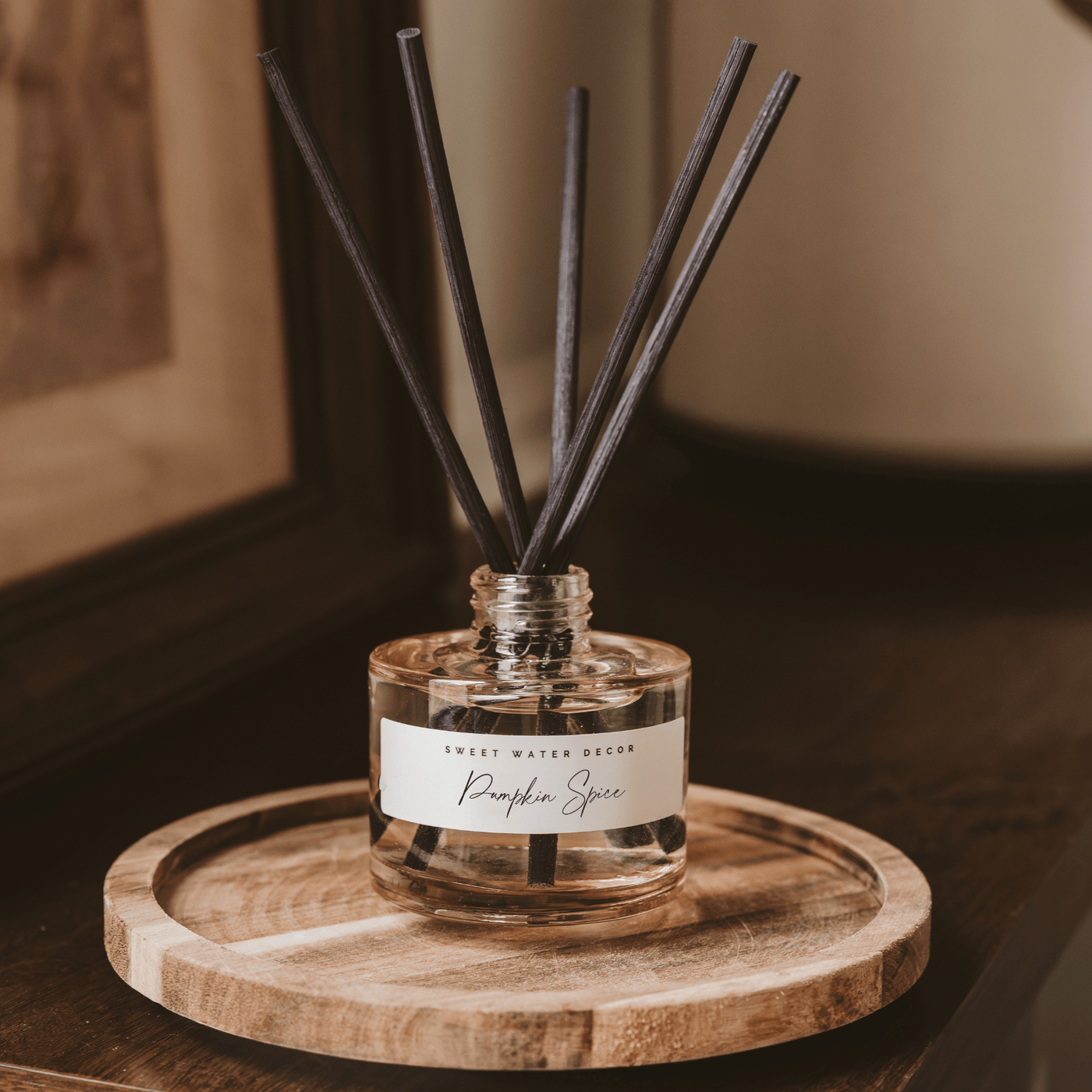 Pumpkin Spice Tinted Glass Jar Reed Diffuser - Sweet Water Decor - Reed Diffusers