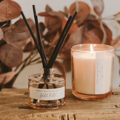 Hello Fall Tinted Glass Jar Reed Diffuser - Sweet Water Decor - Reed Diffusers
