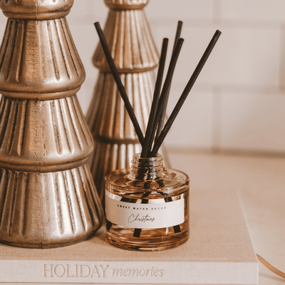 Christmas Tinted Glass Jar Reed Diffuser - Sweet Water Decor - Reed Diffusers