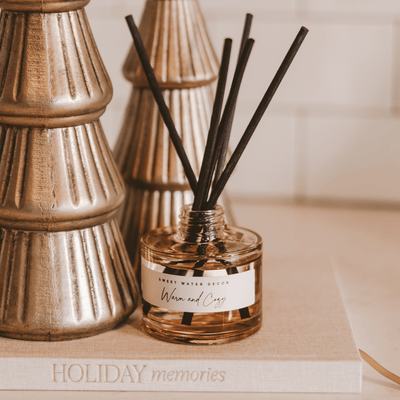 Warm and Cozy Tinted Glass Jar Reed Diffuser - Sweet Water Decor - Reed Diffusers