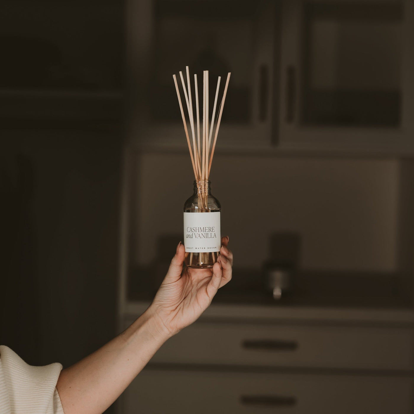 Cashmere and Vanilla Clear Reed Diffuser - Sweet Water Decor - Reed Diffusers