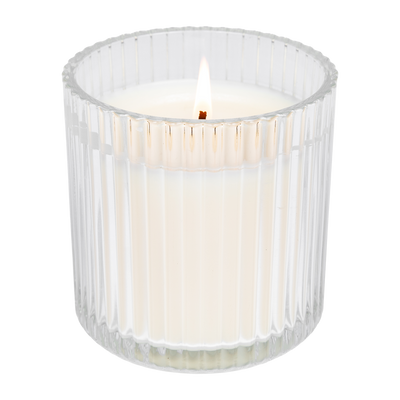 Warm and Cozy Soy Candle - Ribbed Glass Jar - 11 oz