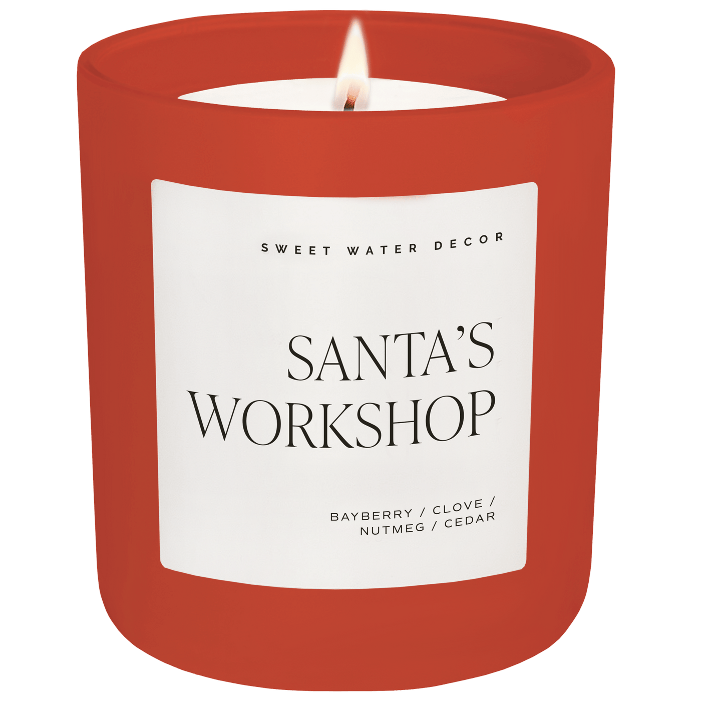 Santa's Workshop Soy Candle - Red Matte Jar - 15 oz (Merry and Bright) - Sweet Water Decor - Candles