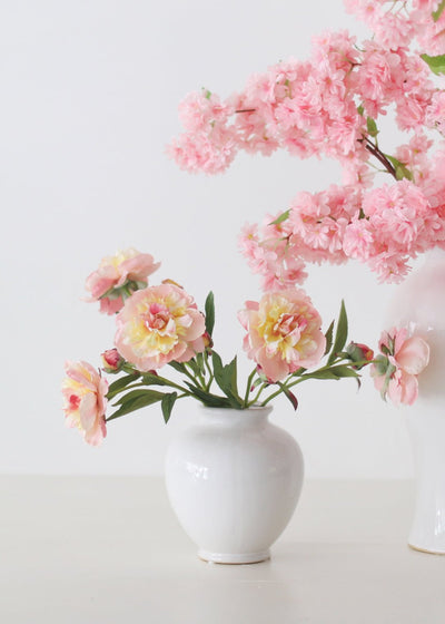 Soft Apricot Pink Peony Fake Flower - 22" - Sweet Water Decor - faux flower