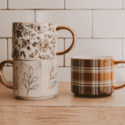 Gold Leaves 14oz. Gold Handle Coffee Mug - Sweet Water Decor - Coffee Mugs
