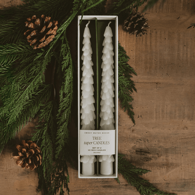 Cream Tree Taper Candles - Set of 2 - Sweet Water Decor - Taper Candles
