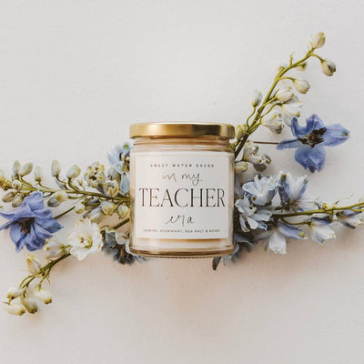 In My Teacher Era Soy Candle - Clear Jar - 9 oz (Wildflowers and Salt) - Sweet Water Decor - Candles
