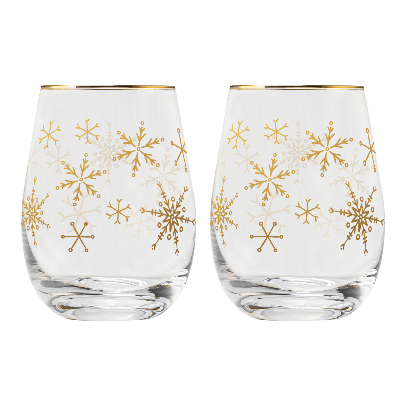 Snowflakes Stemless Wine Glass - Boxed Set of 2 - Sweet Water Decor - wine glass boxed set