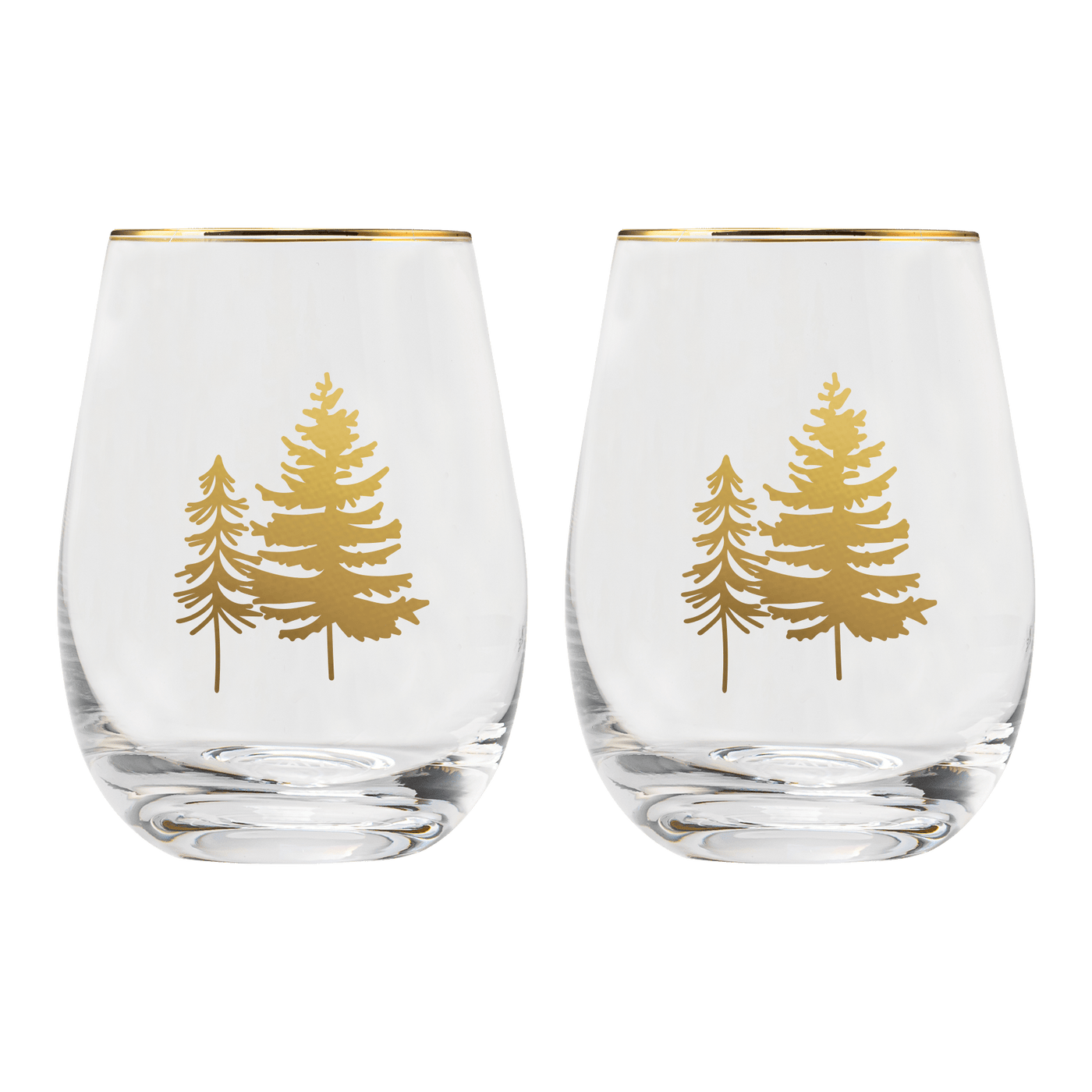 Trees Stemless Wine Glass - Boxed Set of 2 - Sweet Water Decor - wine glass boxed set