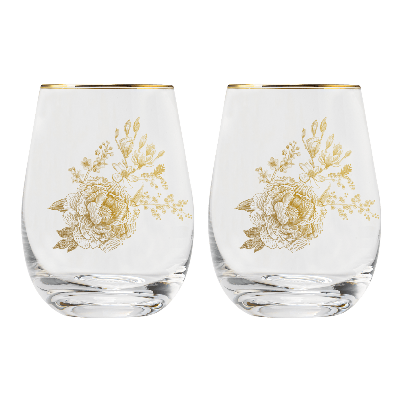Delft Stemless Wine Glass - Boxed Set of 2 - Sweet Water Decor - wine glass boxed set