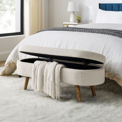 Walker Edison | Ottoman Oval Storage Bench - Sweet Water Decor - Ottoman