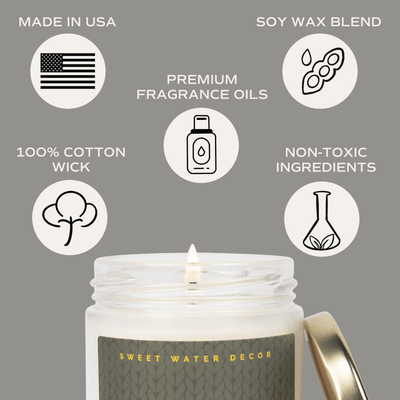 Warm and Cozy Soy Candle - Clear Jar - 9 oz - Sweet Water Decor - Candles