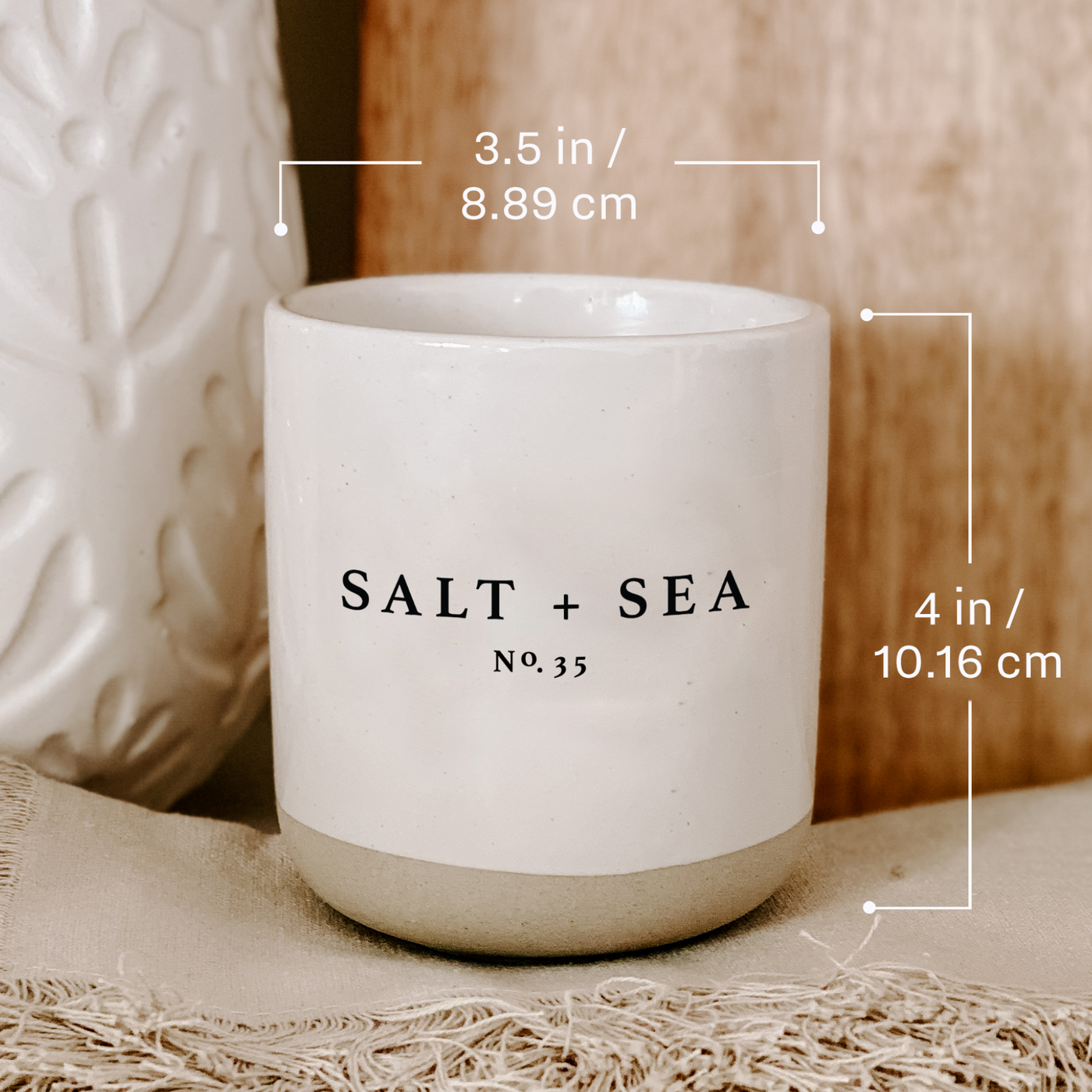 Wildflowers and Salt Soy Candle - Cream Stoneware Jar - 12 oz