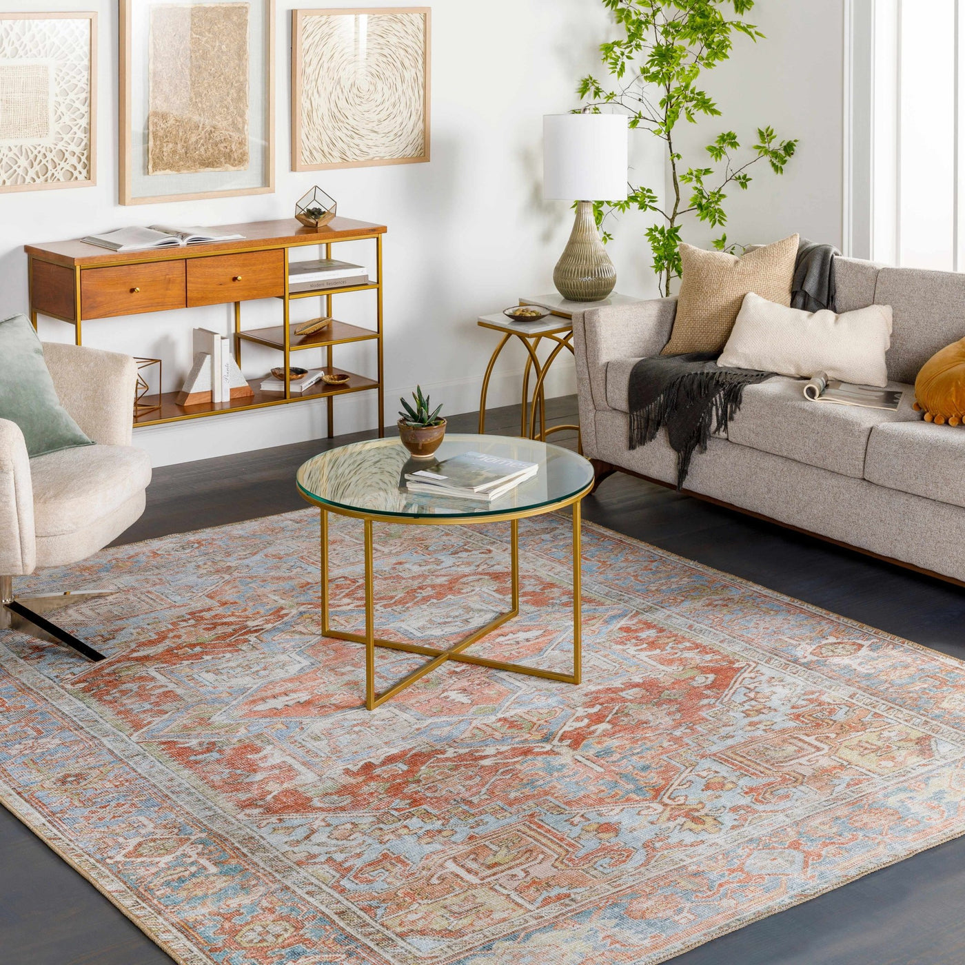 Rust Maayon Washable Rug - Sweet Water Decor - Rugs