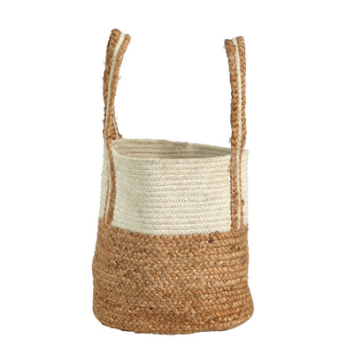14” Boho Chic Basket Natural Cotton and Jute with Handles - Sweet Water Decor - basket