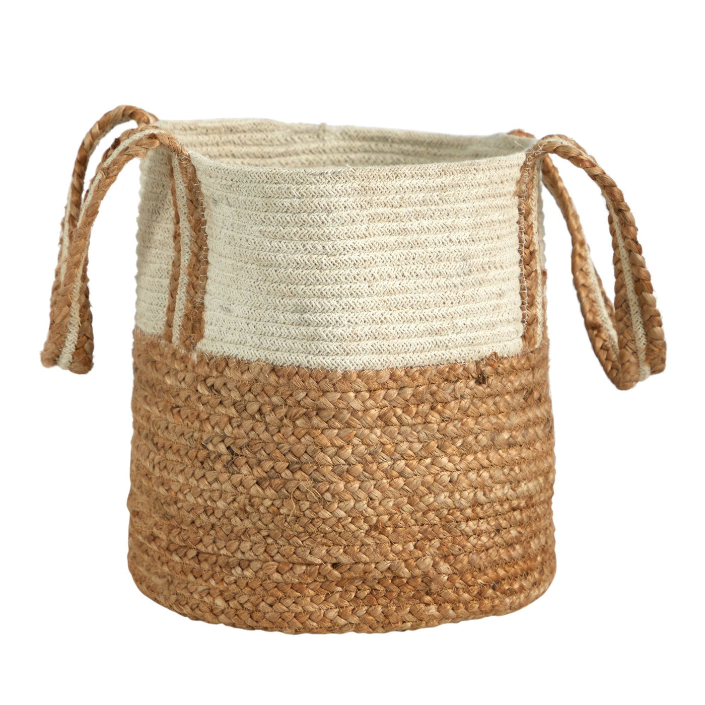 14” Boho Chic Basket Natural Cotton and Jute with Handles - Sweet Water Decor - basket