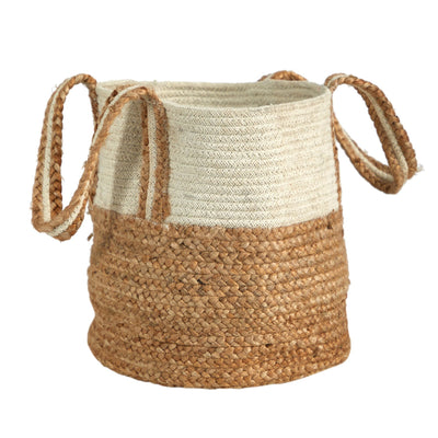 14” Boho Chic Basket Natural Cotton and Jute with Handles - Sweet Water Decor - basket