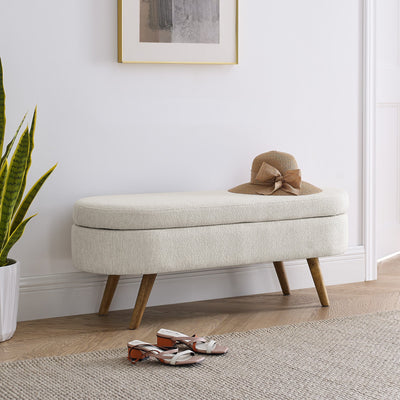 Walker Edison | Ottoman Oval Storage Bench - Sweet Water Decor - Ottoman
