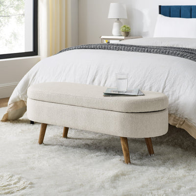 Walker Edison | Ottoman Oval Storage Bench - Sweet Water Decor - Ottoman