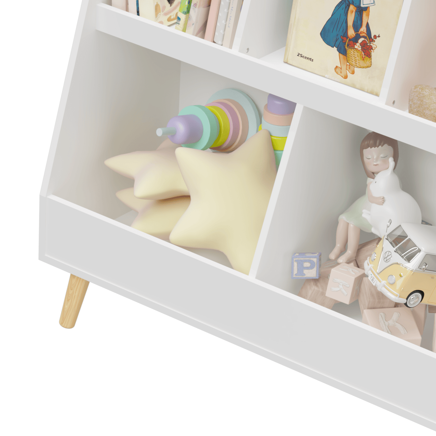 Walker Edison | Kids Bookcase and Toy Organizer - Sweet Water Decor - Storage & Organization