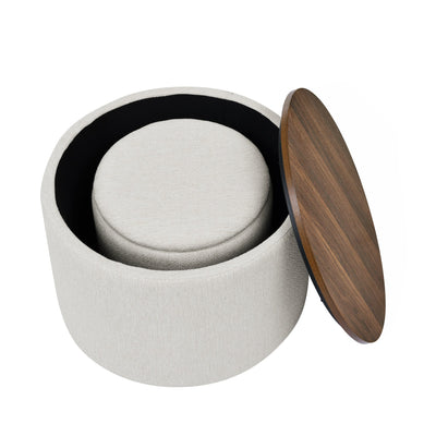 Walker Edison | Chenille 2 - Piece Set Round Storage Ottomans - Sweet Water Decor - Storage & Organization