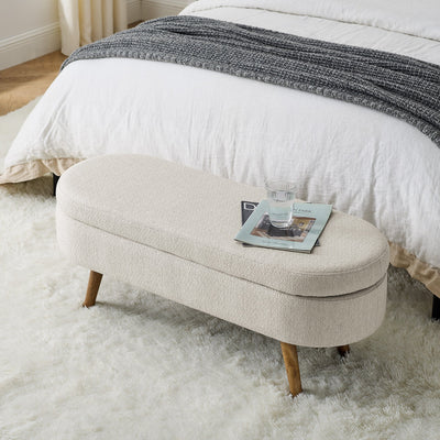 Walker Edison | Ottoman Oval Storage Bench - Sweet Water Decor - Ottoman