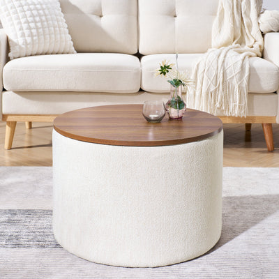 Walker Edison | Chenille 2 - Piece Set Round Storage Ottomans - Sweet Water Decor - Storage & Organization