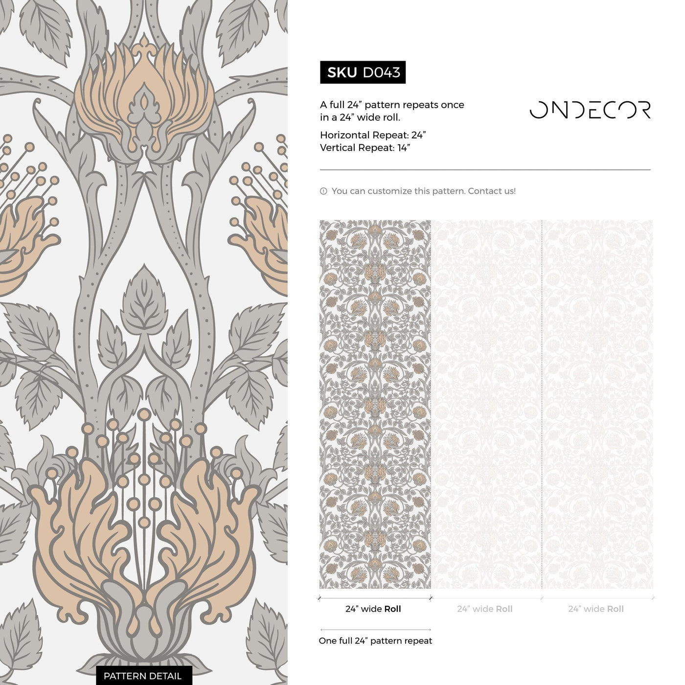 William Morris Wallpaper with a Pomegranate Motif in Beige, Tan, and Gray - D043 - Sweet Water Decor - Wallpaper