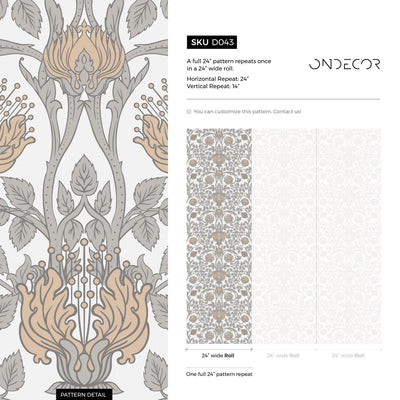 William Morris Wallpaper with a Pomegranate Motif in Beige, Tan, and Gray - D043 - Sweet Water Decor - Wallpaper