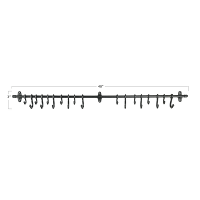 Forged Metal Wall Rod with Hooks - Sweet Water Decor - rod and hooks