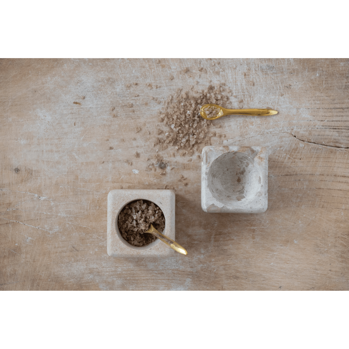Sandstone Pinch Pots with Brass Spoons - Sweet Water Decor - marble bowl