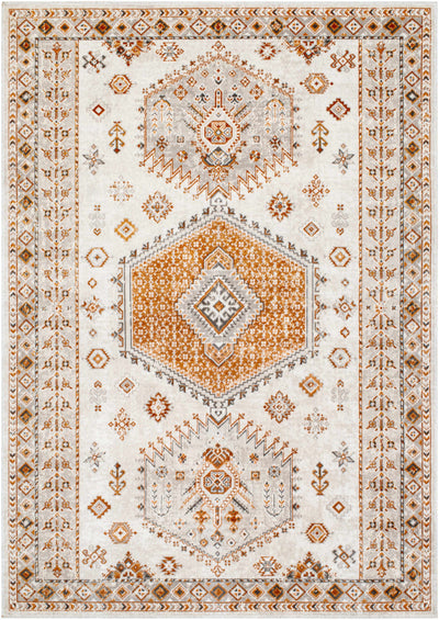Cain Cream & Rust Washable Area Rug
