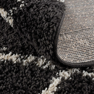 Wallagrass Black/Beige Trellis Tassel Shag